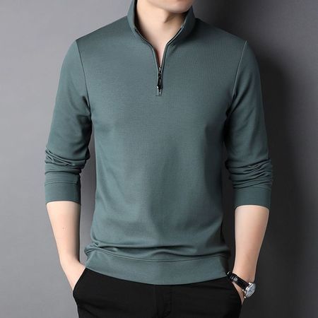Men's Long-Sleeved Sweatshirt Stand Collar Solid Color Bottoming Top